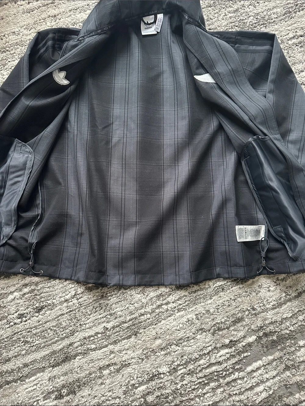 ADIDAS ORIGINALS & ALL BLACKS PLAID WOVEN FIREBIRD TRACK JACKET
